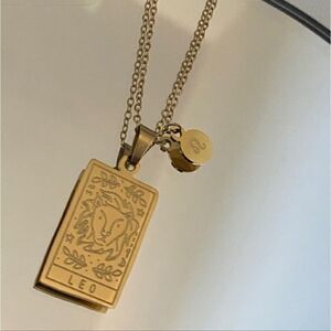 Leo Zodiac Pendant Necklace PVD 18K Gold Plated Stainless Steel Astrol…